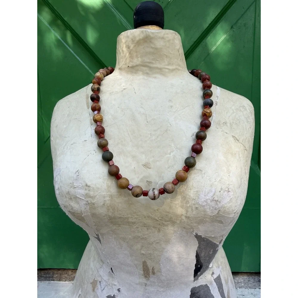 Handmade‎ Beaded Gemstone Necklace Toggle Clasp 19